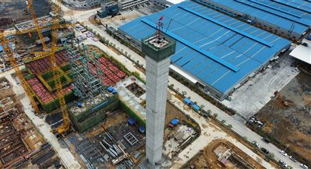 80米高煙囪、提前14天封頂！